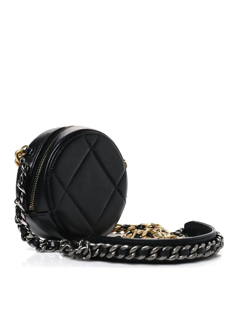 Lambskin Quilted Chanel 19 Round Clutch #341051C19B